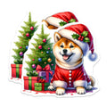 (2 Pack) Shiba Inu Christmas Magnets - Happy Santa Dog Holiday Decor - Festive Winter Pet Fridge Art Display - 5 Inches On Longest Side - Thick Durable Magnet - Made in USA - MAG24670