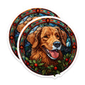 (2 Pack) Golden Retriever Stained Glass Magnets - Christmas Holiday Decor - Dog Lover Kitchen Accessories - 5 Inches On Longest Side - Thick Durable Magnet - Made in USA - MAG27810
