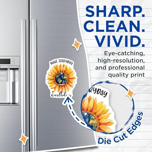 (2 Pack) Make Everyday Earthday Magnets Magnets - Sunflower Earth Illustration - Eco-Friendly Home Decor Magnet - 5" On Longest Side - Made in USA - Sticks to Refrigerators & Metal Surfaces - MAG8437
