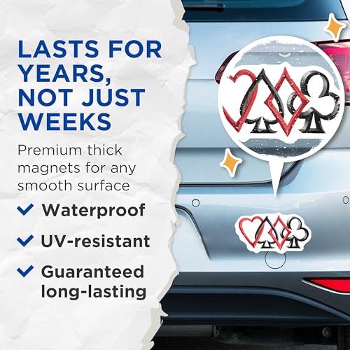 (2 Pack) Card Suit Magnets - Poker Theme - Casino Decor - 5" On Longest Side - for Cars, Fridges, Toolboxes - Made in USA - MAG7084