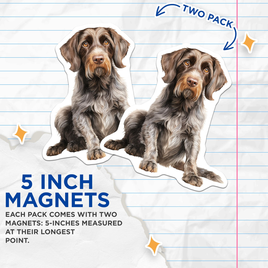 (2 Pack) Wirehaired Griffon Magnets - Dog Breed Art - Pet Owner Decor - Hunting Dog Lover - 5 Inches On Longest Side - Thick Durable Magnet - Made in USA - MAG28708