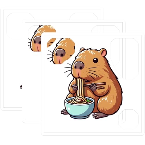 (3 Pack) Capybara Ramen Decals - Noodle Lover - Cute Animal Decal - 3 Inches On Longest Side - Easy Peel & Apply - Made in USA - 3MCS8681