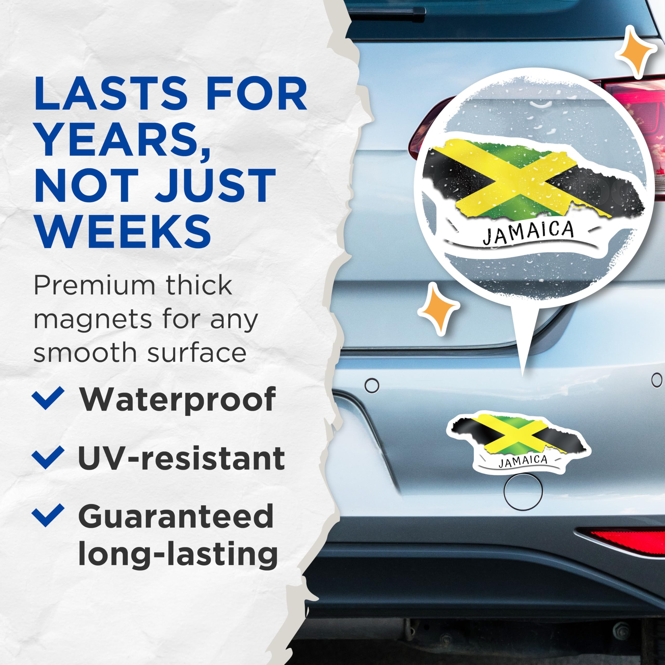 (2 Pack) Jamaica Map Magnets - Jamaican Flag Decor - Caribbean Island Souvenir - 5 Inches On Longest Side - Thick Durable Magnet - Made in USA - MAG19048