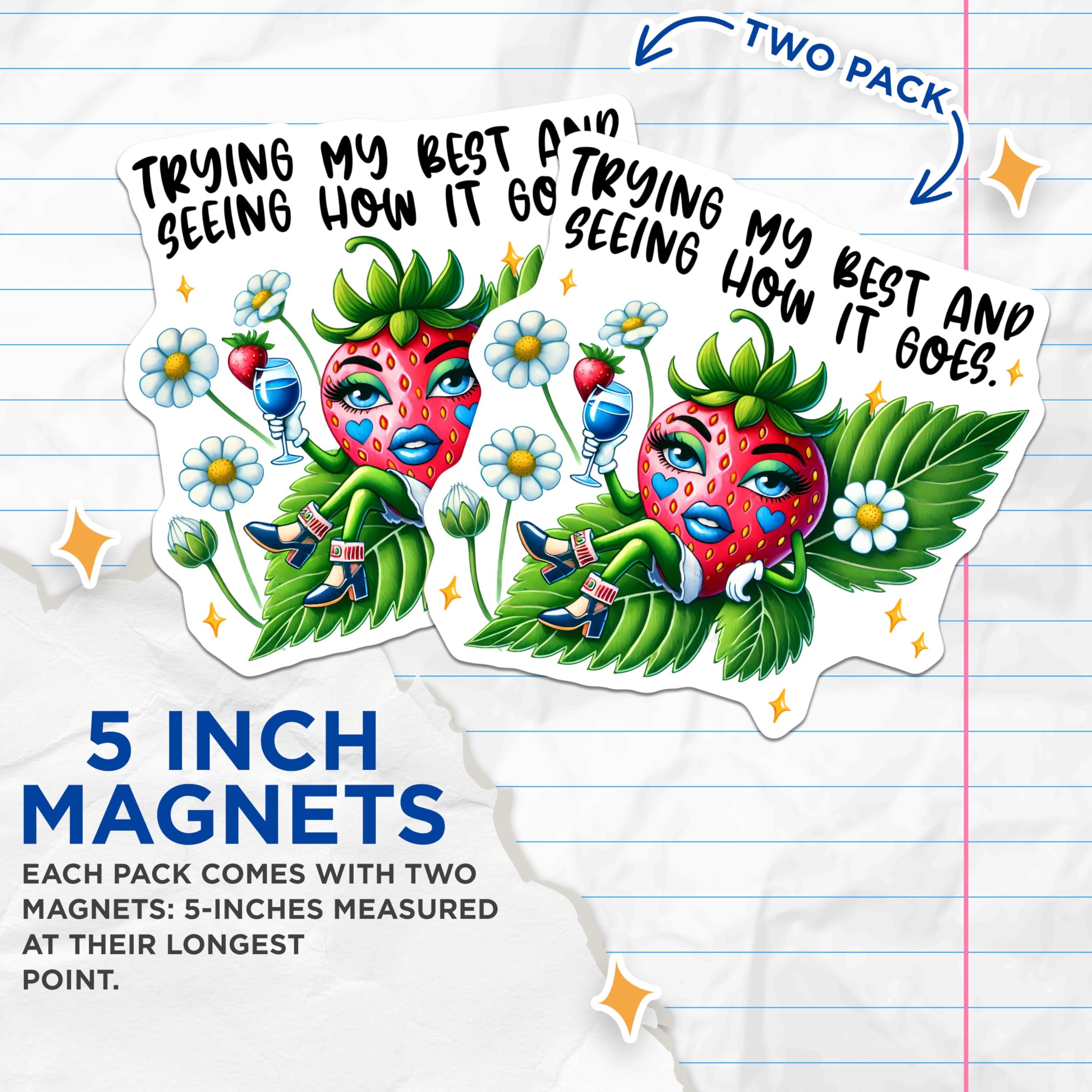 (2 Pack) Quirky Fridge Display Magnet - 5" On Longest Side - Sticks to Smooth Flat Surfaces - Made in USA - MAG9680