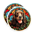 (2 Pack) Cocker Spaniel Stained Glass Magnets - Christmas Dog Decor - Pet Lover Home Accent - 5 Inches On Longest Side - Thick Durable Magnet - Made in USA - MAG30530