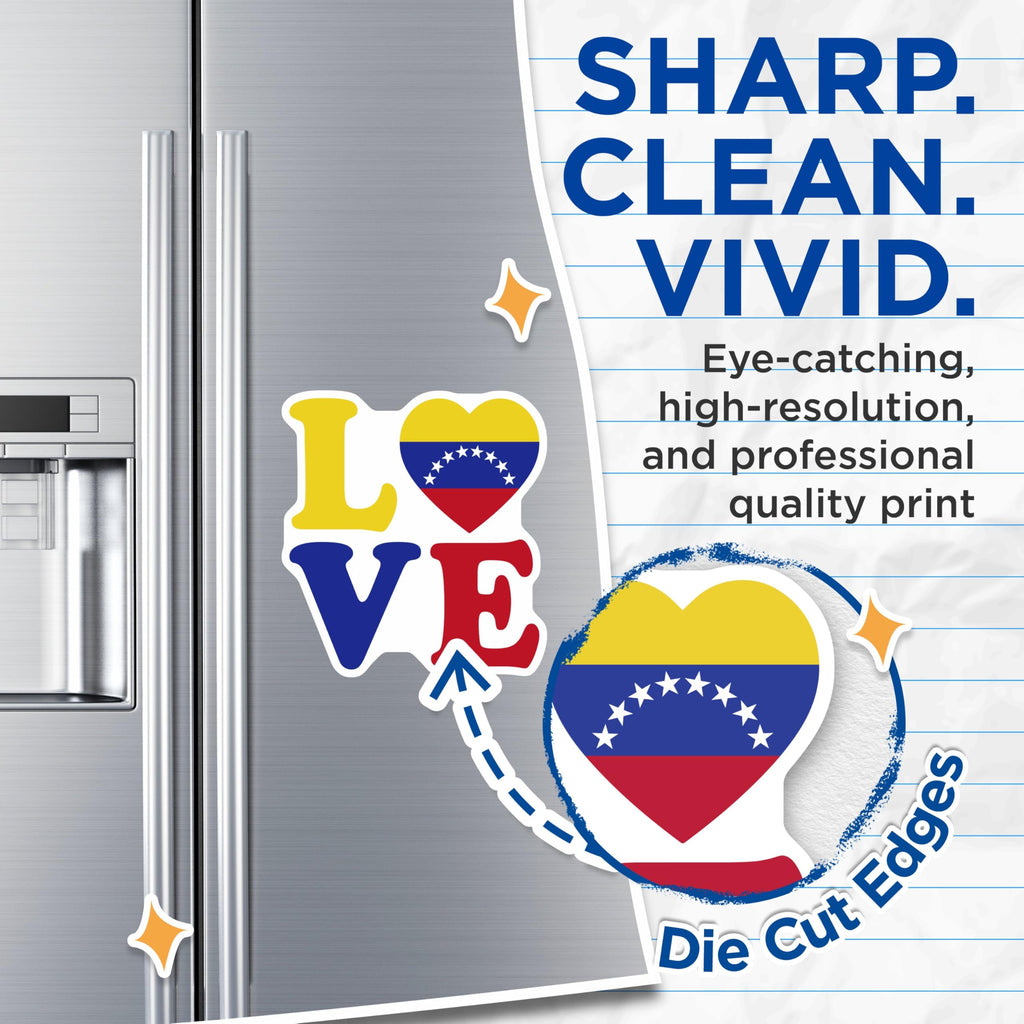 (2 Pack) Venezuela Love Magnets - Venezuelan Flag Pride - National Pride Souvenirs - 5" On Longest Side - Premium Magnet - for Cars, Refrigerators, Toolboxes, Lockers - Made in USA - MAG17426