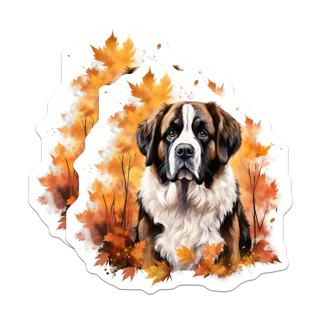 (2 Pack) Saint Bernard Magnets - Autumn Dog Lover Decor - Pet Breed Refrigerator Locker - 5 Inches On Longest Side - Thick Durable Magnet - Made in USA - MAG25825
