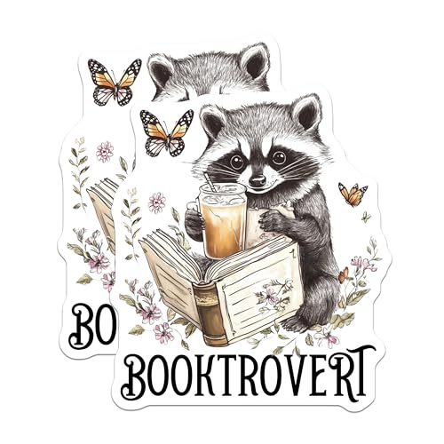 (2 Pack) Booktrovert Magnets Magnets - Cute Raccoon Magnet - Book Lover Decor - 5" On Longest Side - Made in USA - Sticks to Refrigerators & Metal Surfaces - MAG9163