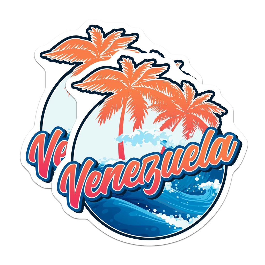 (2 Pack) Venezuela Magnets - Tropical Palm Tree Fridge Magnets - Vacation Souvenir Gift - 5" On Longest Side - Premium Magnet - for Cars, Refrigerators, Toolboxes, Lockers - Made in USA - MAG17865