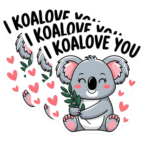 (3 Pack) Koala Decals - Animal Laptop Decal - I Koalove You Decals - 3 Inches On Longest Side - Easy Peel & Apply - Made in USA - 3MCS2536