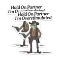 (2 Pack) Hold On Partner Magnets - Overstimulated Frog Cowboy - Western Humor Fridge Decor - Anxious Meme Set - 5 Inches On Longest Side - Thick Durable Magnet - Made in USA - MAG20733