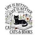 (2 Pack) Life is Better with Cats and Books Magnets - Cute Cat Magnets - Book Lover Home Decor Magnets- 5" On Longest Side - for Fridges, Toolboxes, Cars - Made in USA - MAG2795