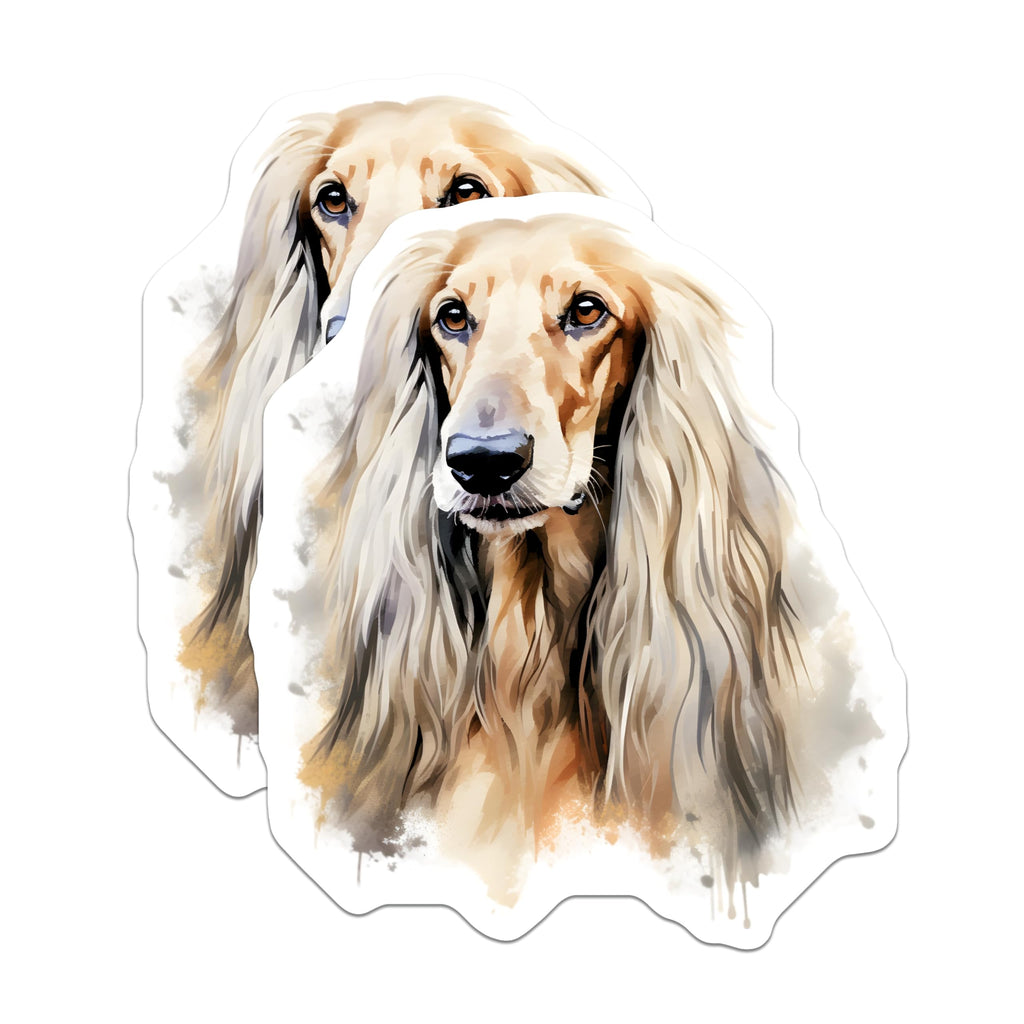 (2 Pack) Afghan Hound Magnets - Watercolor Dog Art - Pet Lover Fridge Decor - 5 Inches On Longest Side - Thick Durable Magnet - Made in USA - MAG29386
