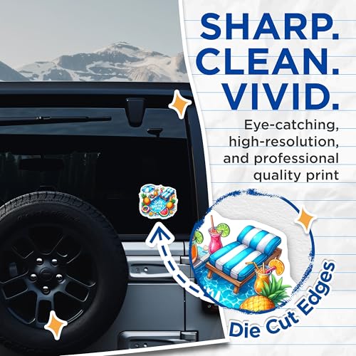 (2 Pack) Salty Hair Dont Care Stickers - Beach Vibes - Summer Aesthetic - 5" On Longest Side - Sticks to Smooth Flat Surfaces - Made in USA - BMCS9285