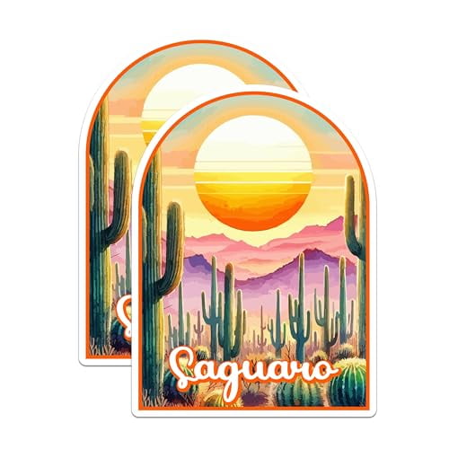 (2 Pack) Saguaro National Park Bumper Magnet - US National Park - Choose from 63 Parks - 5" On Longest Side - Decal for Car Bumper, Laptop, Water Bottle, Wall, and Window - MAG1538