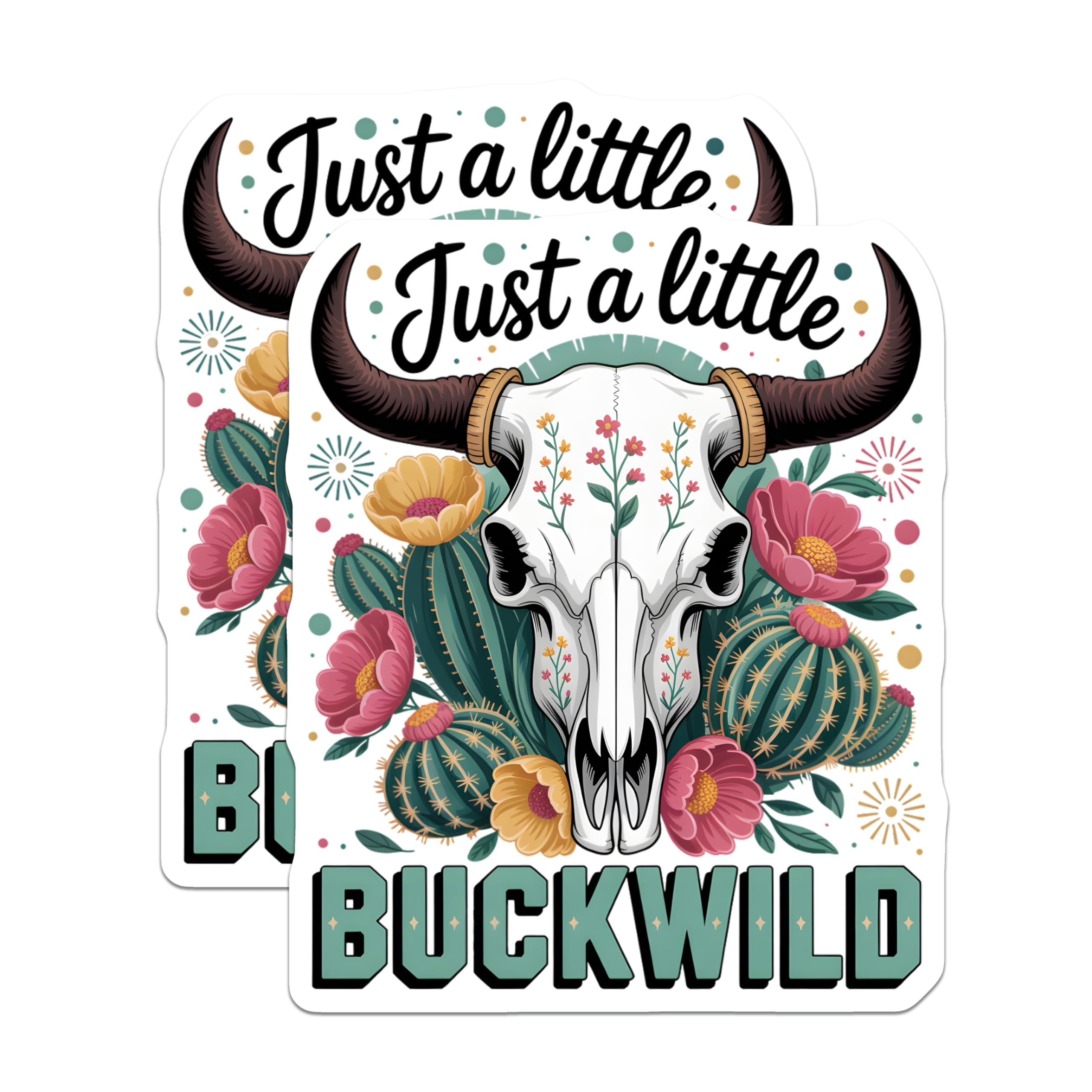 (2 Pack) Bull Skull Magnets - Floral Cactus Desert Decor - Southwestern Bohemian Buckwild Aesthetic - Unique Home Accents - 5 Inches On Longest Side - Thick Durable Magnet - Made in USA - MAG21724