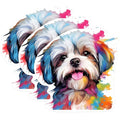 (3 Pack) Shih Tzu Dog Decals - Watercolor Dog - Laptop Decals - 3 Inches On Longest Side - Easy Peel & Apply - Made in USA - 3MCS0825