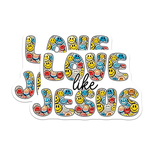 (2 Pack) Love Like Jesus Stickers - Inspirational Motivational Stickers - Faith and Positivity Stickers - 5" On Longest Side - Sticks to Any Smooth Flat Surface - Made in USA - BMCS3117