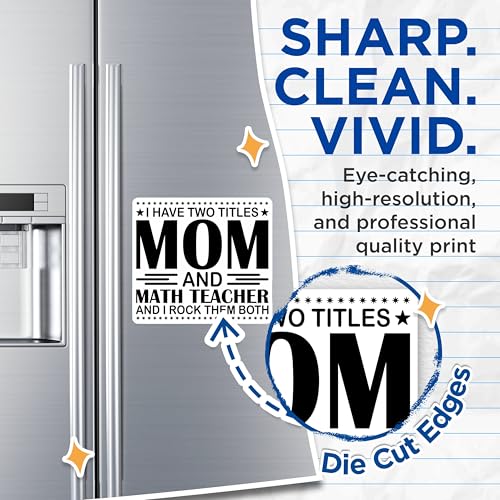 (2 Pack) Mom and Math Teacher Magnets - Funny Teacher Magnet - Inspirational Mom Decor - 5" On Longest Side - for Cars, Fridges, Toolboxes - Made in USA - MAG5583