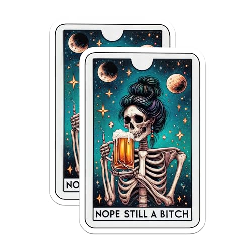 (2 Pack) Funny Skeleton Stickers - Nope Still a Bitch Stickers - Skeleton Drinking Beer Stickers for Laptop Tablet Phone - 5" On Longest Side - Sticks to Smooth Flat Surfaces - Made in USA - BMCS5222