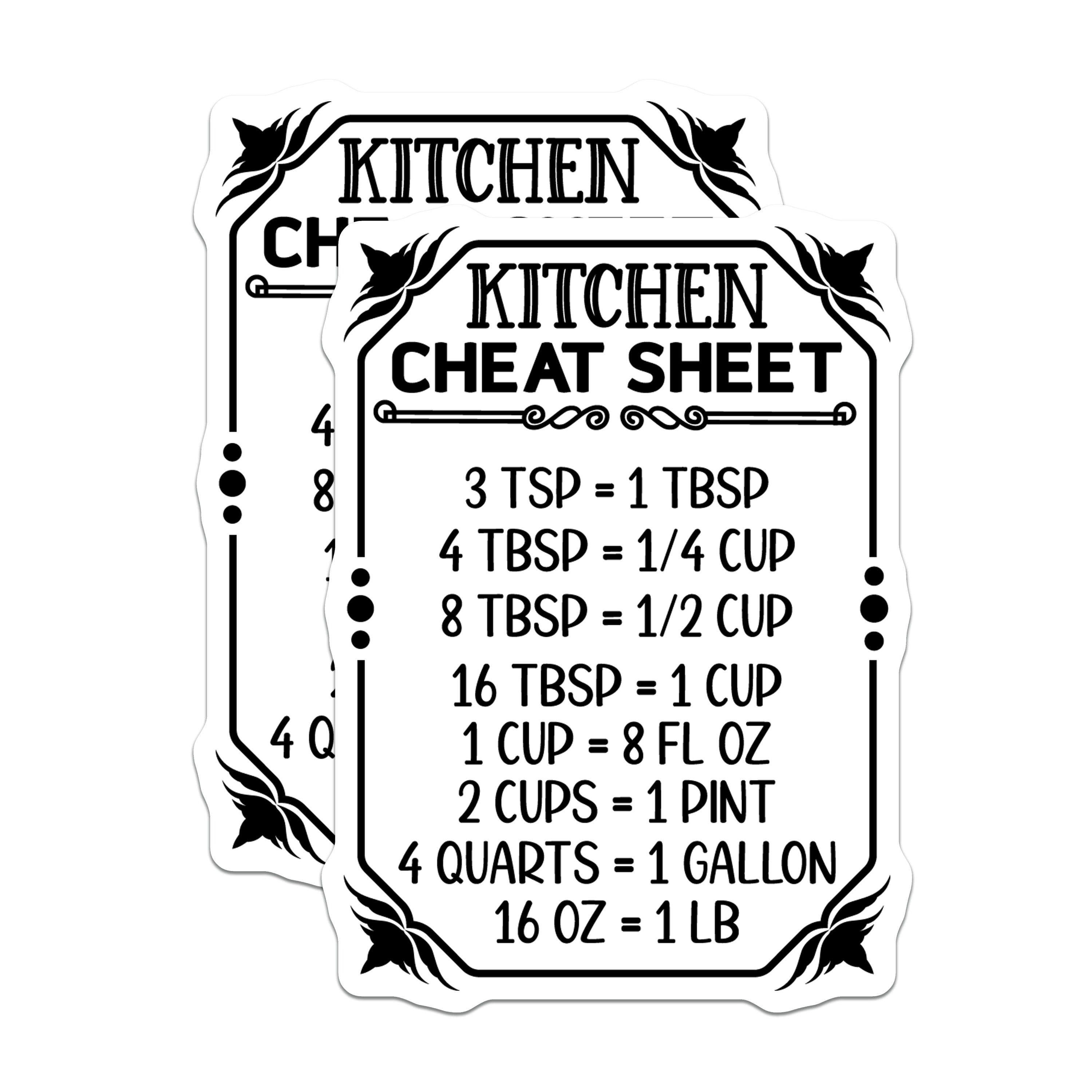 (2 Pack) Kitchen Conversion Magnets - Measurement Cheat Sheet - Baking Cooking Guide - Farmhouse Kitchen Decor - 5 Inches On Longest Side - Thick Durable Magnet - Made in USA - MAG36376