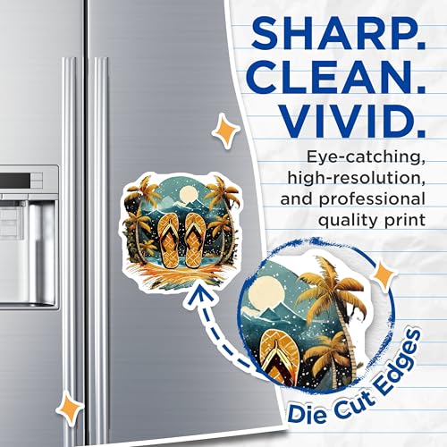 (2 Pack) Flip Flop Beach Magnets Magnets - Tropical Island Scenery - 5" On Longest Side - Made in USA - Sticks to Refrigerators & Metal Surfaces - MAG9325