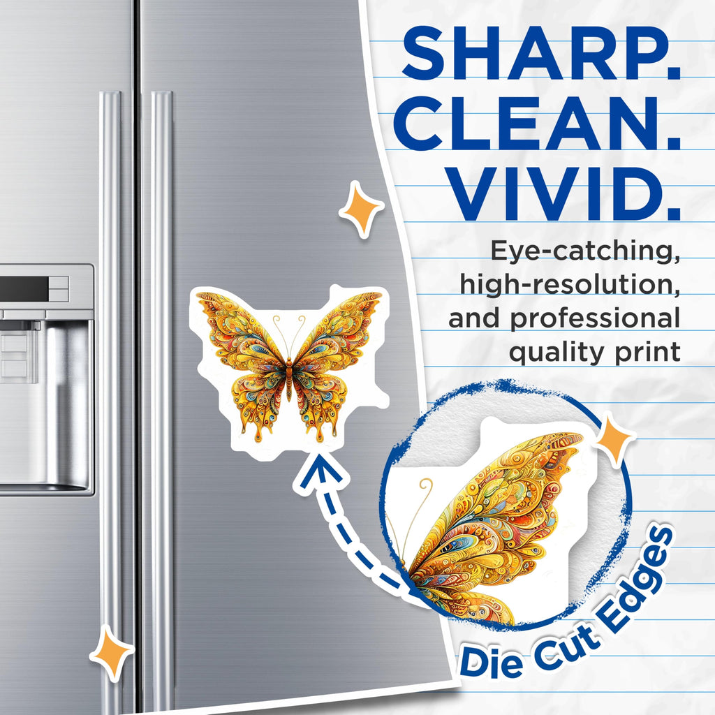 (2 Pack) Butterfly Magnets - Decorative Fridge Magnets - Artistic Butterfly Decor - 5" On Longest Side - Premium Magnet - for Cars, Refrigerators, Toolboxes, Lockers - Made in USA - MAG14275