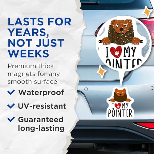 (2 Pack) I Love My Pointer Magnets - Dog Lover - Pointer Dog Fridge Magnets - 5" On Longest Side - for Cars, Fridges, Toolboxes - Made in USA - MAG4306