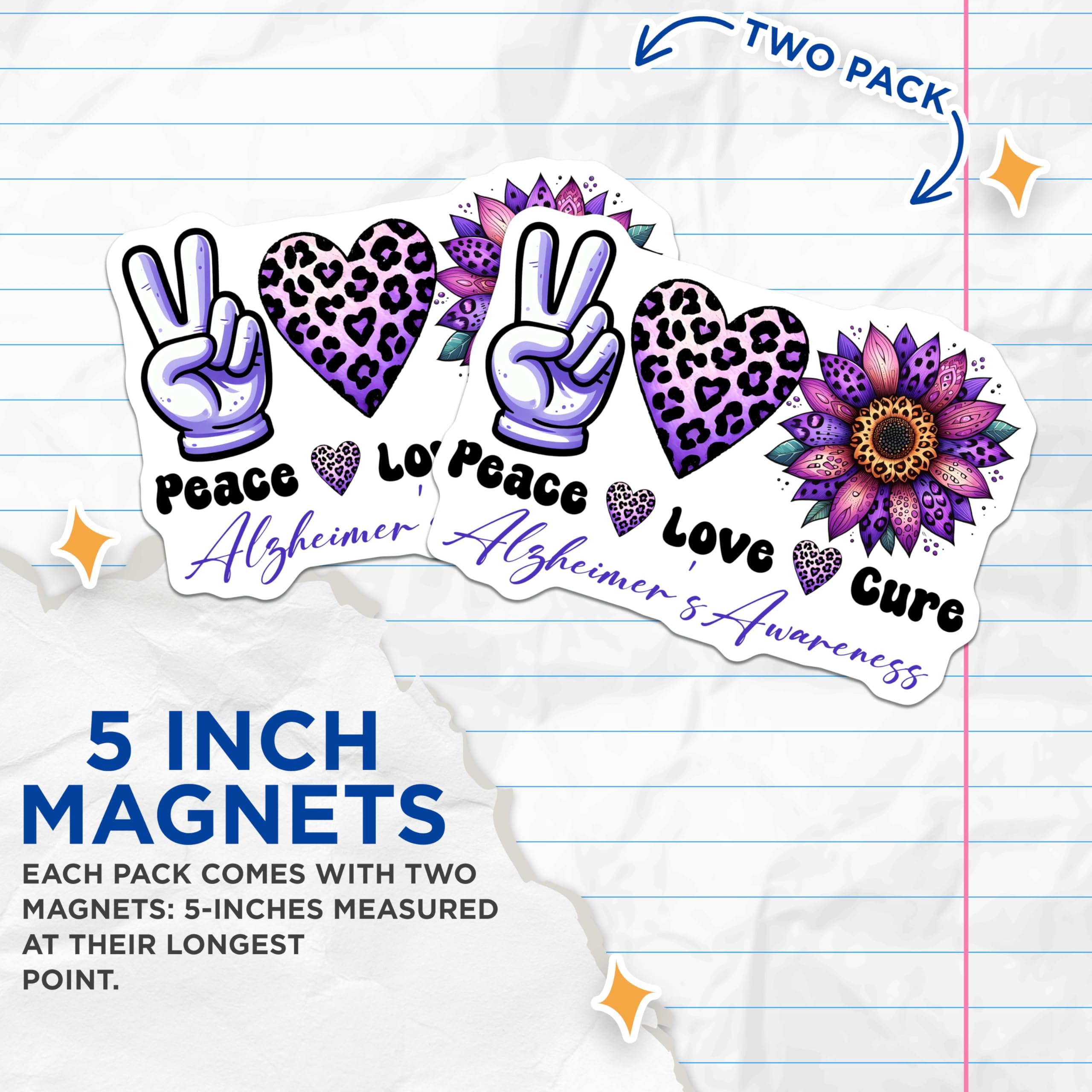 (2 Pack) Sunflower Support Stickers Magnet - 5" On Longest Side - Sticks to Smooth Flat Surfaces - Made in USA - MAG9790