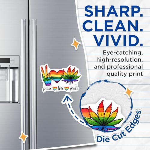 (2 Pack) Peace Love Pride Magnets - LGBTQ+ Decor - Pride Month Decoration - 5" On Longest Side - for Cars, Fridges, Toolboxes - Made in USA - MAG8283