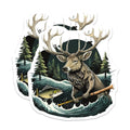 (2 Pack) Deer Fishing Magnets - Rustic Wildlife Art - Nature Lover Outdoor Decor - 5 Inches On Longest Side - Thick Durable Magnet - Made in USA - MAG21744