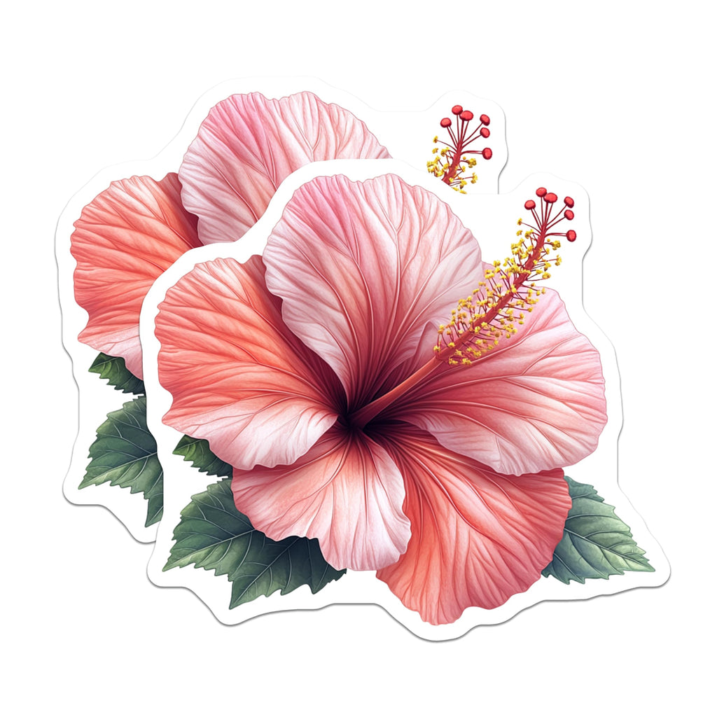 (2 Pack) Pink Hibiscus Flower Magnets - Tropical Floral Decor - Summer Beach Vibe for Fridge Locker - 5 Inches On Longest Side - Thick Durable Magnet - Made in USA - MAG26710