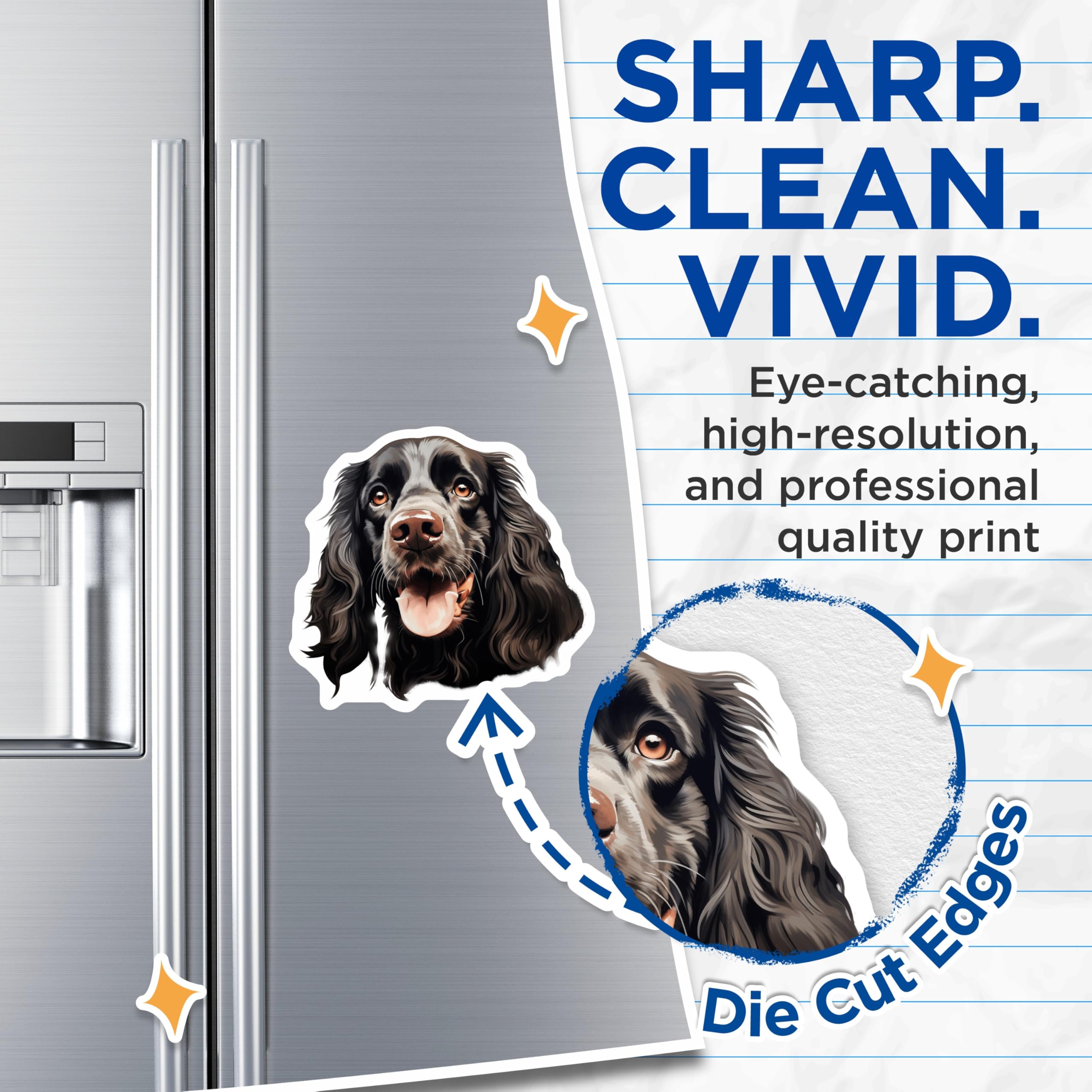 (2 Pack) Black Spaniel Dog Magnets - Cocker Spaniel Art - Dog Lover Fridge Decor for Pet Owners - 5 Inches On Longest Side - Thick Durable Magnet - Made in USA - MAG27856