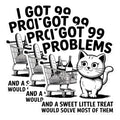 (3 Pack) 99 Problems Cat Decals - Funny Shopping Cart - Sweet Treat Laptop Decal - 3 Inches On Longest Side - Easy Peel & Apply - Made in USA - 3MCS1680