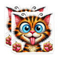 (2 Pack) Goofy Cat Magnets - Blue Eyes Kitty Decor - Whimsical Pet Accessories - 5" On Longest Side - Premium Magnet - for Cars, Refrigerators, Toolboxes, Lockers - Made in USA - MAG16047
