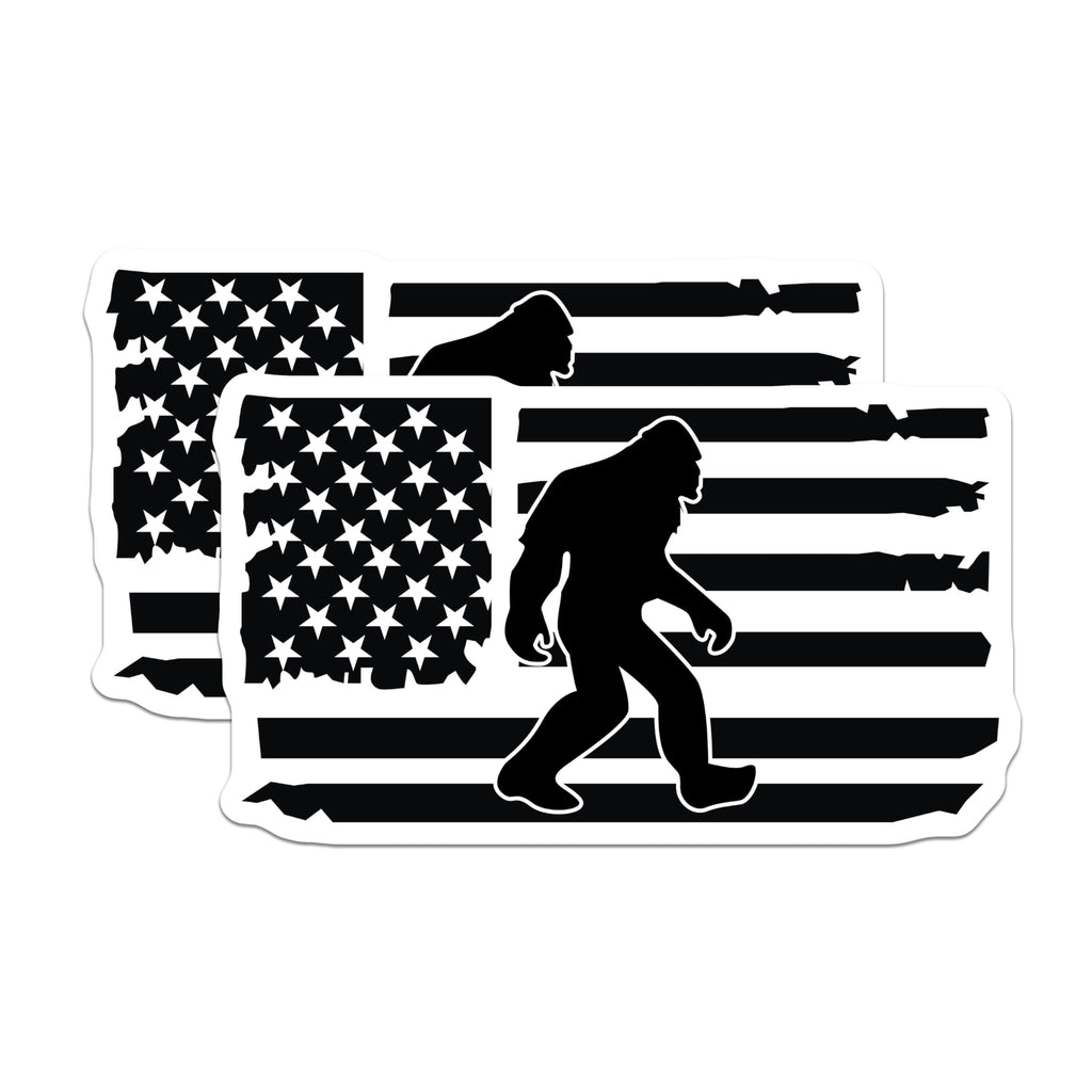 (2 Pack) Bigfoot American Flag Magnets - Patriotic Sasquatch Silhouette - USA Cryptid Lore Decor - Outdoor Adventure Item - 5 Inches On Longest Side - Thick Durable Magnet - Made in USA - MAG21344