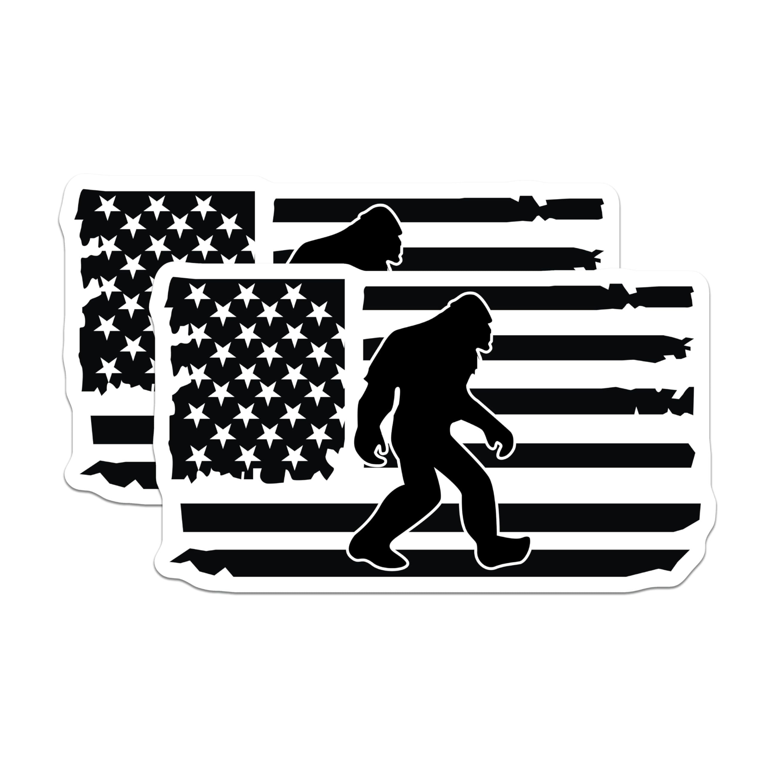 (2 Pack) Bigfoot American Flag Magnets - Patriotic Sasquatch Silhouette - USA Cryptid Lore Decor - Outdoor Adventure Item - 5 Inches On Longest Side - Thick Durable Magnet - Made in USA - MAG21344