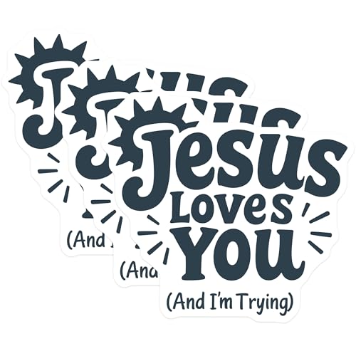 (3 Pack) Jesus Loves You Decals - Christian Laptop Stickers - Religious Affirmation Decals- 3 Inches On Longest Side - Easy Peel & Apply - Made in USA - 3MCS5520