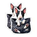 (2 Pack) Cute Bull Terrier Stickers - Dog Lover Stickers - Fun Pet Stickers for Laptops and Notebooks - 5" On Longest Side - Sticks to Smooth Flat Surfaces - Made in USA - BMCS3953