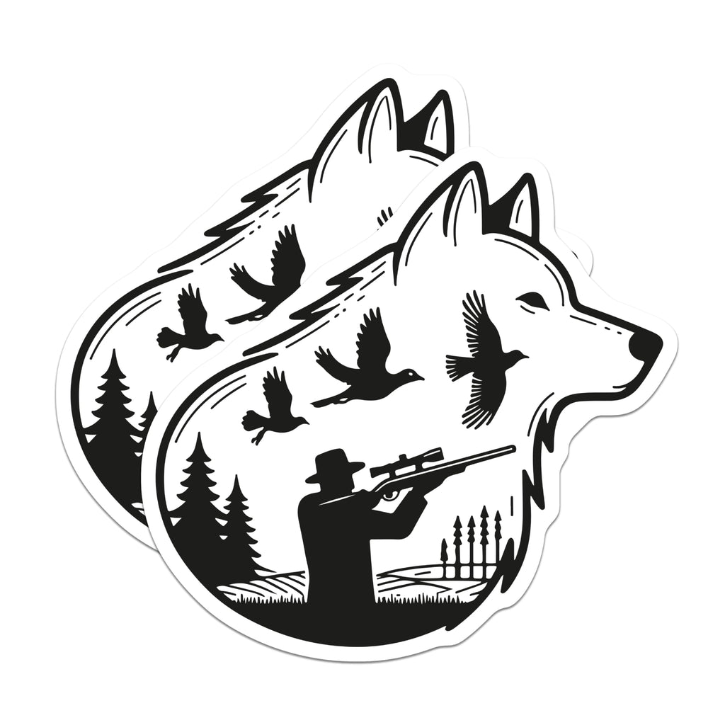 (2 Pack) Wolf Hunting Magnets - Hunter Outdoors Wildlife Decor - Forest Nature Animal Refrigerator - 5 Inches On Longest Side - Thick Durable Magnet - Made in USA - MAG22235