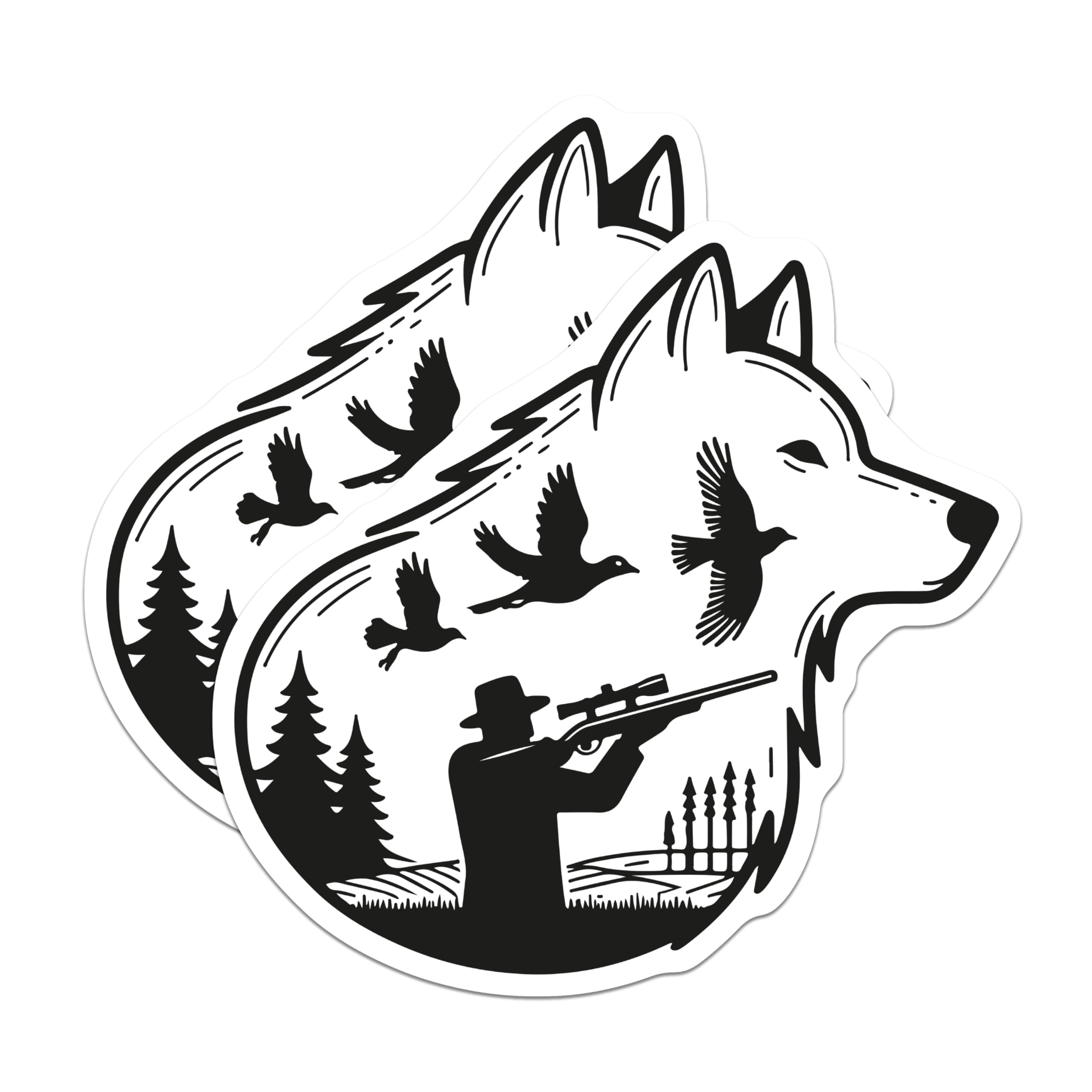 (2 Pack) Wolf Hunting Magnets - Hunter Outdoors Wildlife Decor - Forest Nature Animal Refrigerator - 5 Inches On Longest Side - Thick Durable Magnet - Made in USA - MAG22235