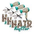 (3 Pack) Hair Hustler Decals - Leopard Print Hairdresser - Salon Decor Stickers - 3 Inches On Longest Side - Easy Peel & Apply - Made in USA - 3MCS6337