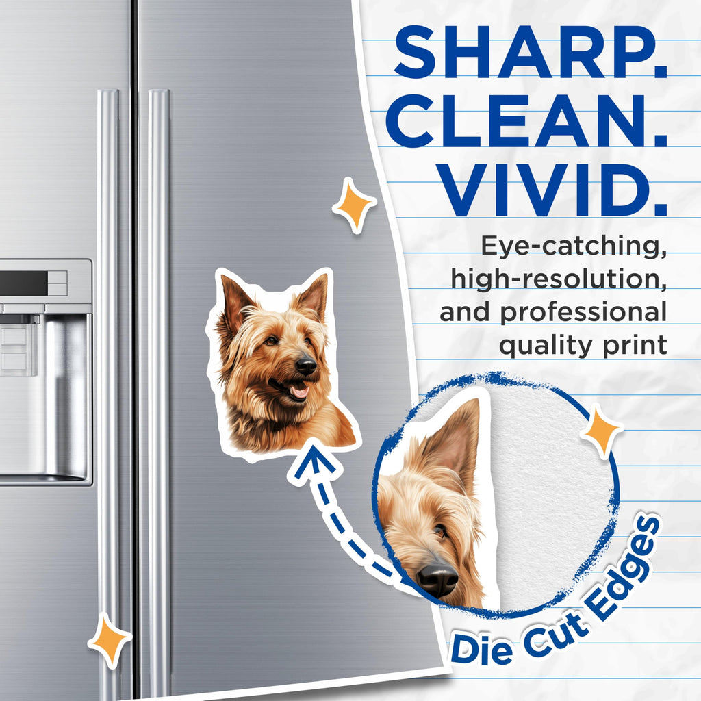 (2 Pack) Happy Shaggy Dog Magnets - Cute Canine Art - Pet Lover Refrigerator Decor - 5 Inches On Longest Side - Thick Durable Magnet - Made in USA - MAG27802