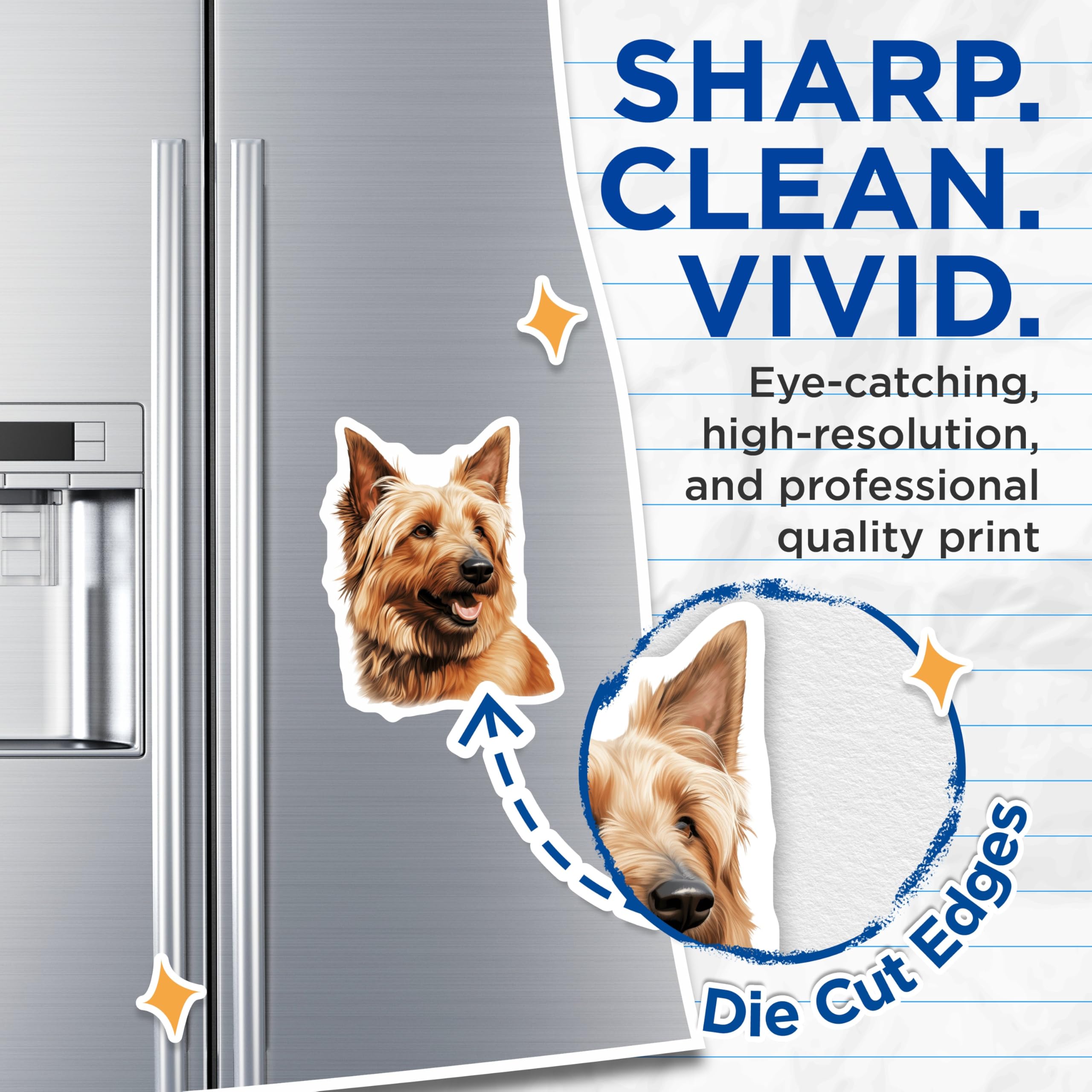 (2 Pack) Happy Shaggy Dog Magnets - Cute Canine Art - Pet Lover Refrigerator Decor - 5 Inches On Longest Side - Thick Durable Magnet - Made in USA - MAG27802