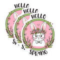 (3 Pack) Hello Spring Decals - Floral Bunny with Glasses - Cute Easter Bunny Stickers - 3 Inches On Longest Side - Easy Peel & Apply - Made in USA - 3MCS6772