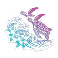 (2 Pack) Sea Turtle Ocean Magnets - Hawaiian Hibiscus Wave - Tropical Coastal Decor - Beach Lover Souvenir Magnet - 5 Inches On Longest Side - Thick Durable Magnet - Made in USA - MAG37803