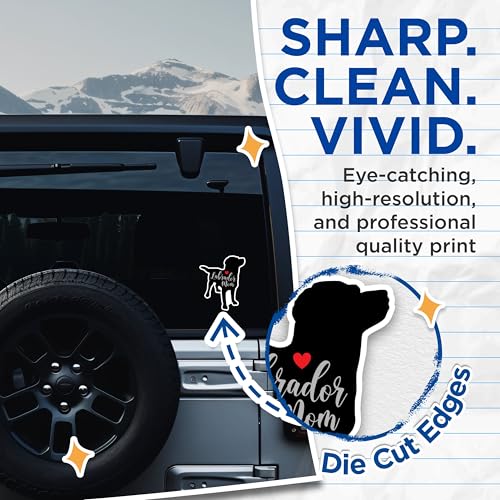 (2 Packs) Labrador Mom Stickers - Cute Dog Mom Labrador Dog Breed Decals - 5 Inches On Longest Side - Premium Vinyl Decal - Sticks to Any Smooth Flat Surface - Made in USA - BMCS2493