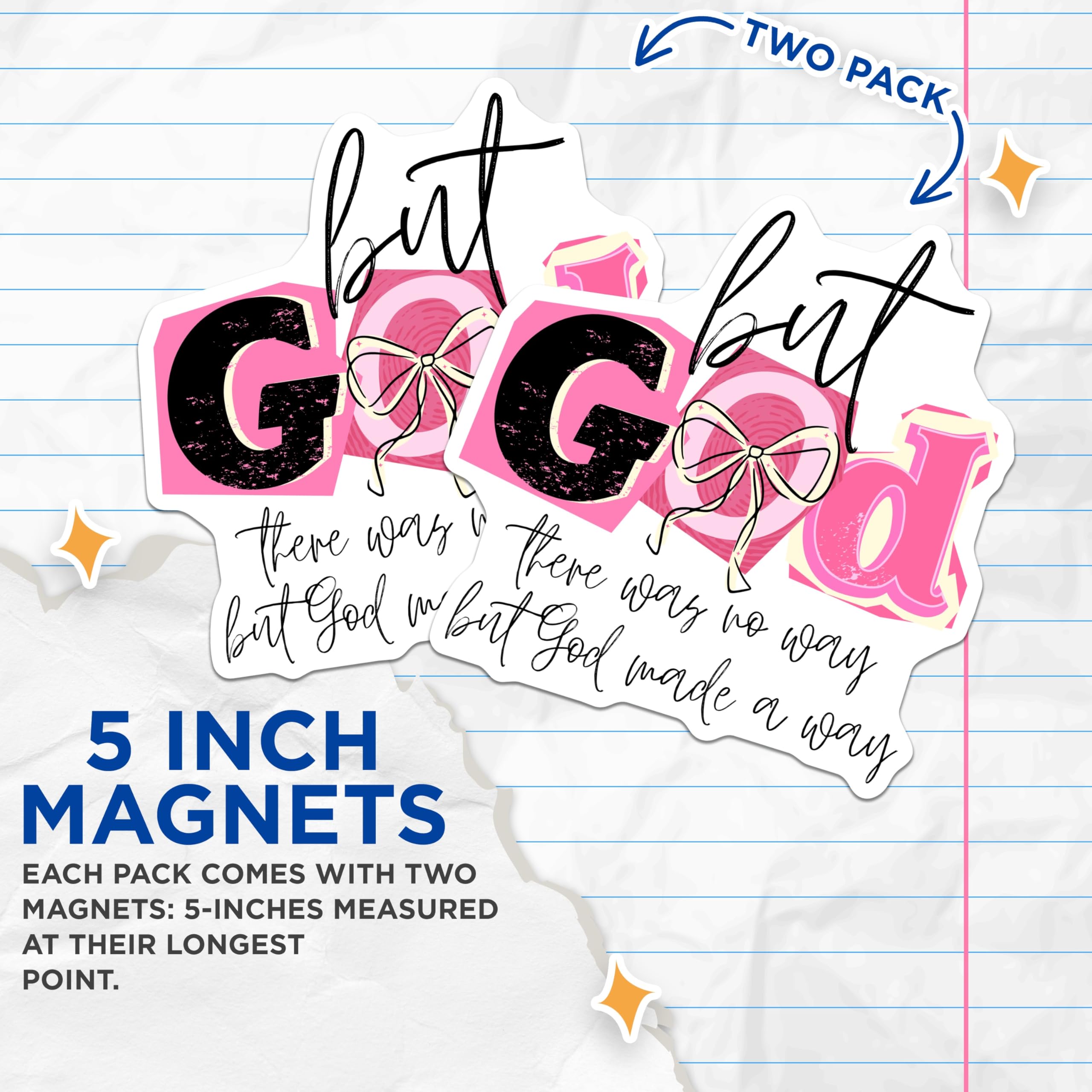 (2 Pack) But God Made a Way Magnets - Christian Faith Quote - Inspirational Fridge Decor - Religious Encouragement - 5 Inches On Longest Side - Thick Durable Magnet - Made in USA - MAG27343