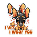 (2 Packs) I Woof You Miniature Pinscher Stickers - Miniature Pinscher Dog Breed Decals - 5 Inches On Longest Side - Premium Vinyl Decal - Sticks to Any Smooth Flat Surface - Made in USA - BMCS2530