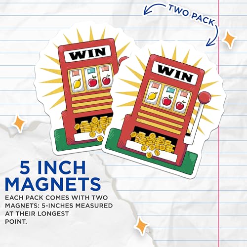 (2 Pack) Slot Machine Magnets - Casino Decor - Jackpot Money Magnet - 5" On Longest Side - for Cars, Fridges, Toolboxes - Made in USA - MAG6725